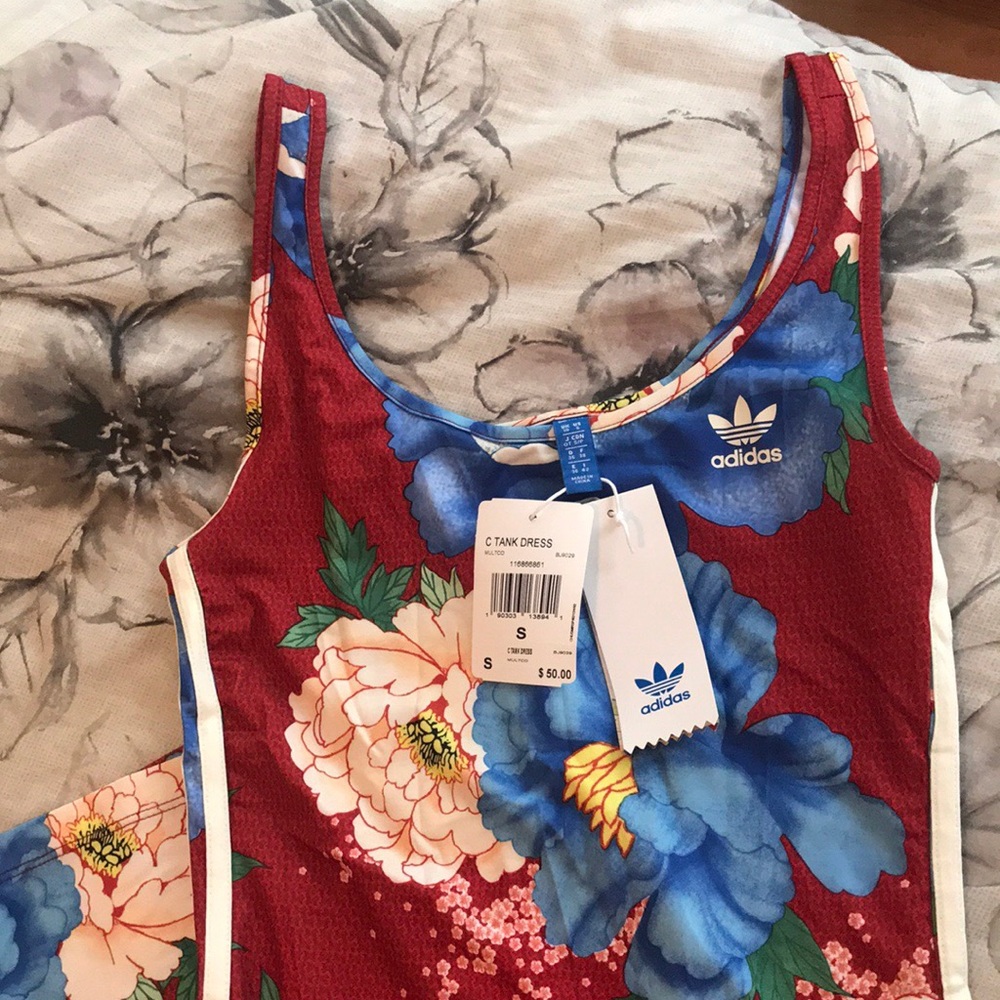 Adidas floral print midi dress